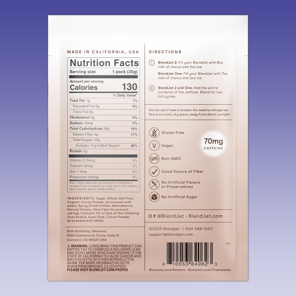 nutrition facts image Mocha